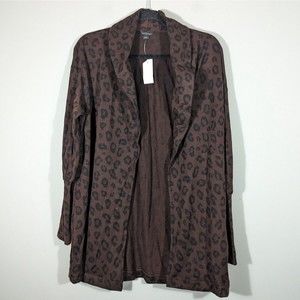 NWT Ann Taylor Women Size XS Brown Open‎ Front Animal Print Lounge Tunic